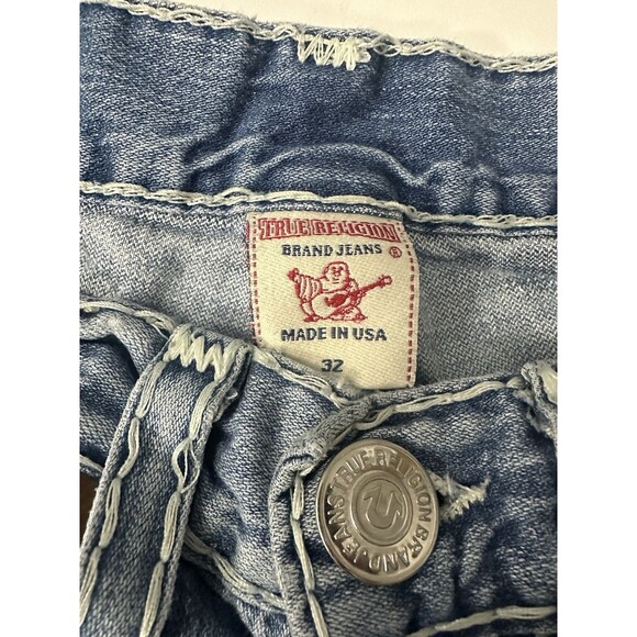 True Religion Ricky Super T White Stitch Jeans Medium Wash Men’s 32X33 Rare - Picture 3 of 9